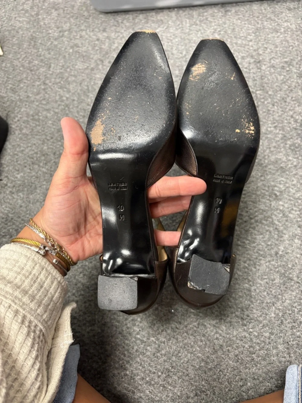Vintage 1990's Yves Saint Laurent Metallic Bronze Mary Jane Heels - Picture 3 of 6